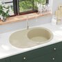 Voir la diapositive 1 : VIDAXL Evier de cuisine Granit Seul lavabo Ovale Beige