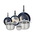 ELO Ensemble de 3 Poêles de cuisson 20, 24 et 32 cm et 3 faitouts 12, 20 et 24 cm Elo Prima Brillant