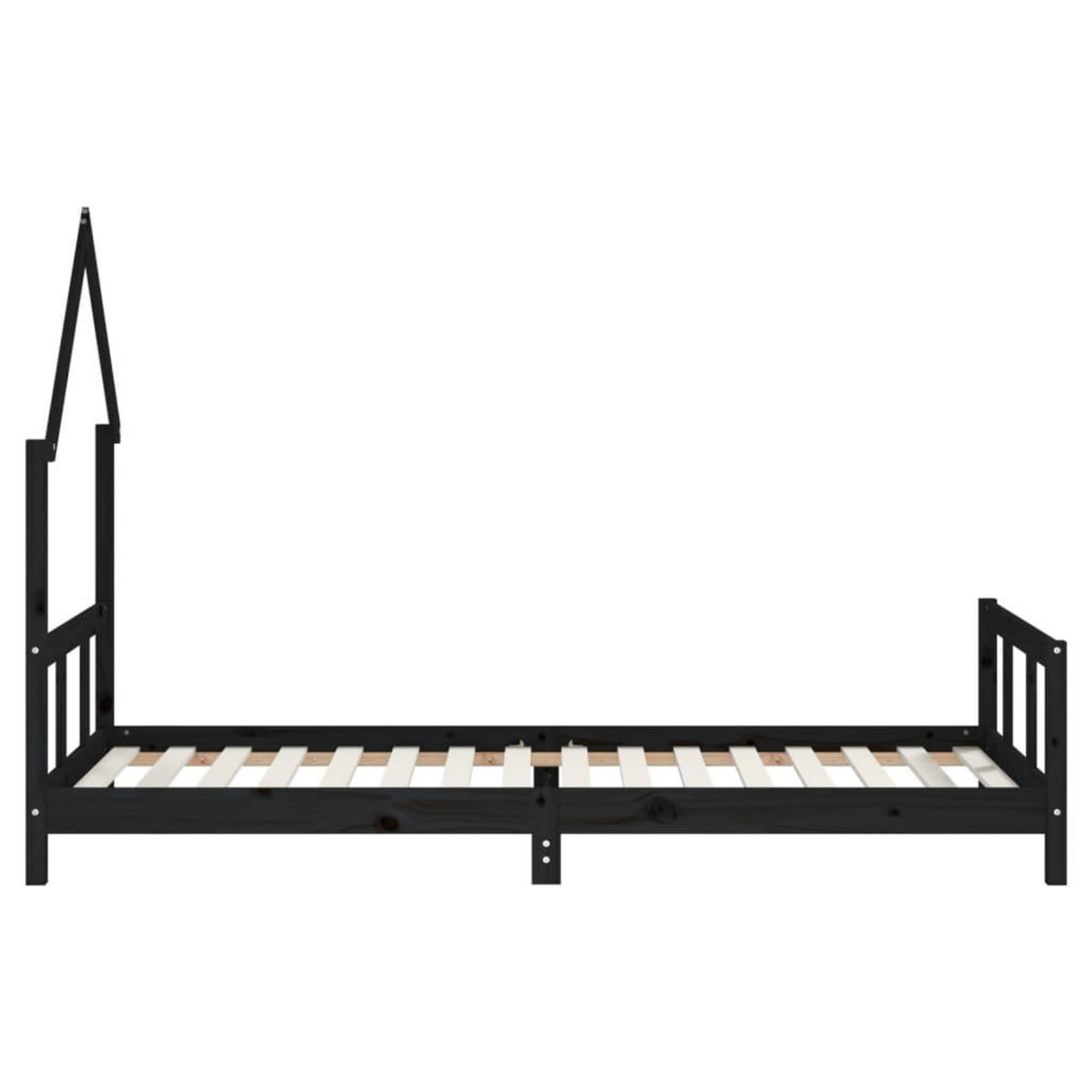 VIDAXL Cadre de lit pour enfants noir 90x200 cm bois de pin massif