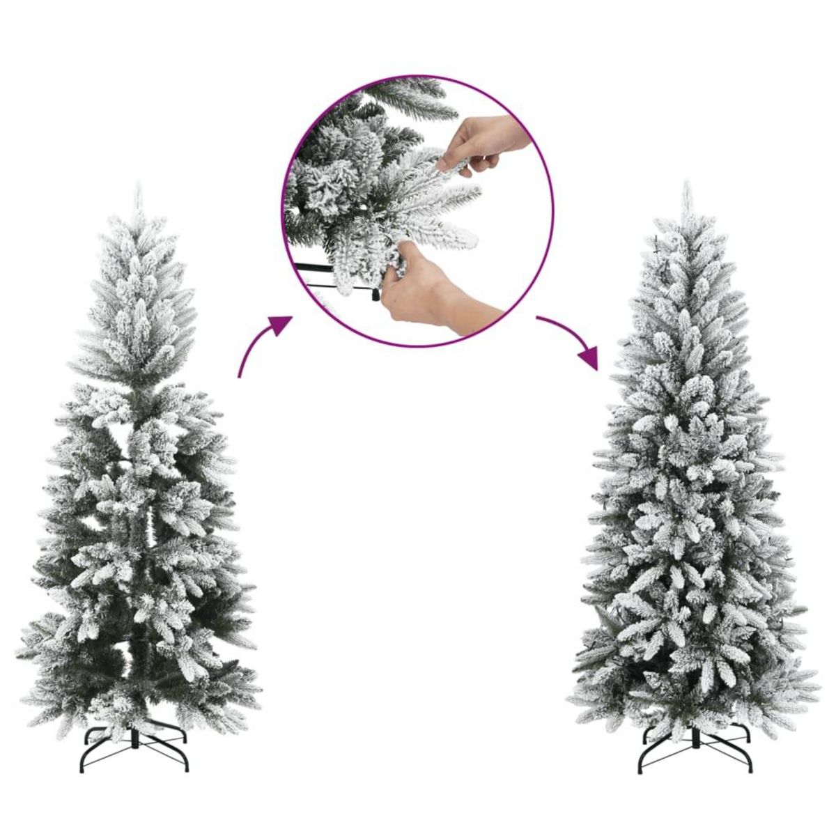 VIDAXL Sapin de Noël artificiel mince avec neige floquee 240 cm PVC/PE