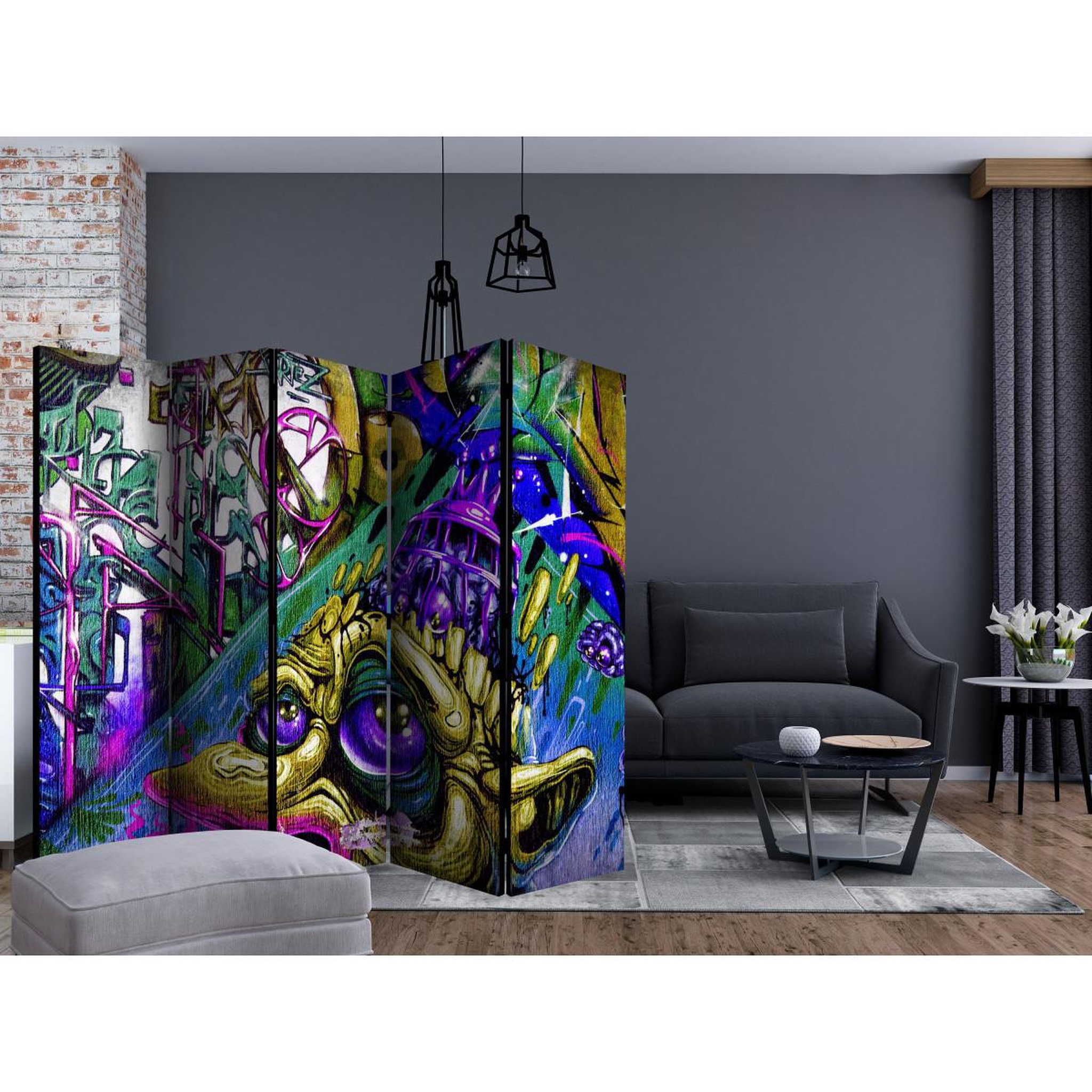 Voir la diapositive 2 : Paris Prix Paravent 5 volets  goblin city  172x225cm