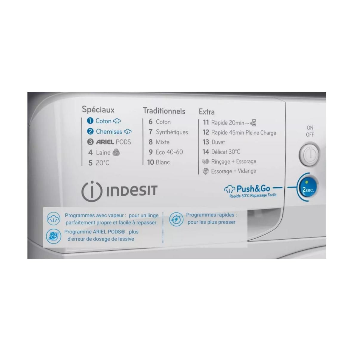 Indesit Lave-linge hublot 10kg 1400 tours/min - BWA101496XWVFR