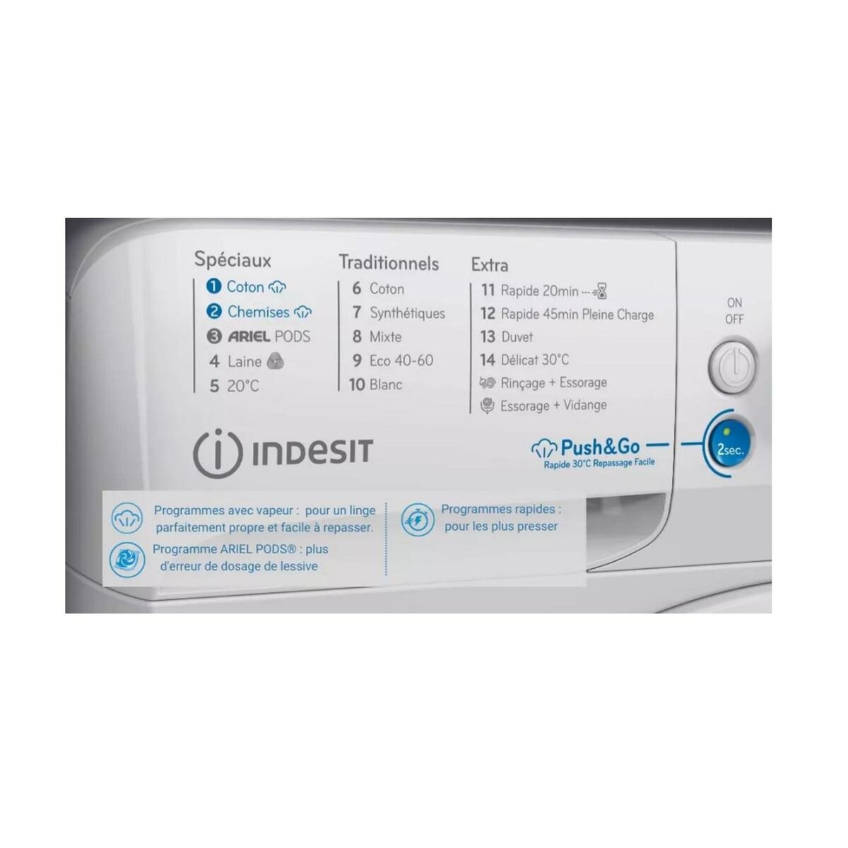 Indesit Lave-linge frontal 10kg 1400 tours/min - BWA101496XWVFR