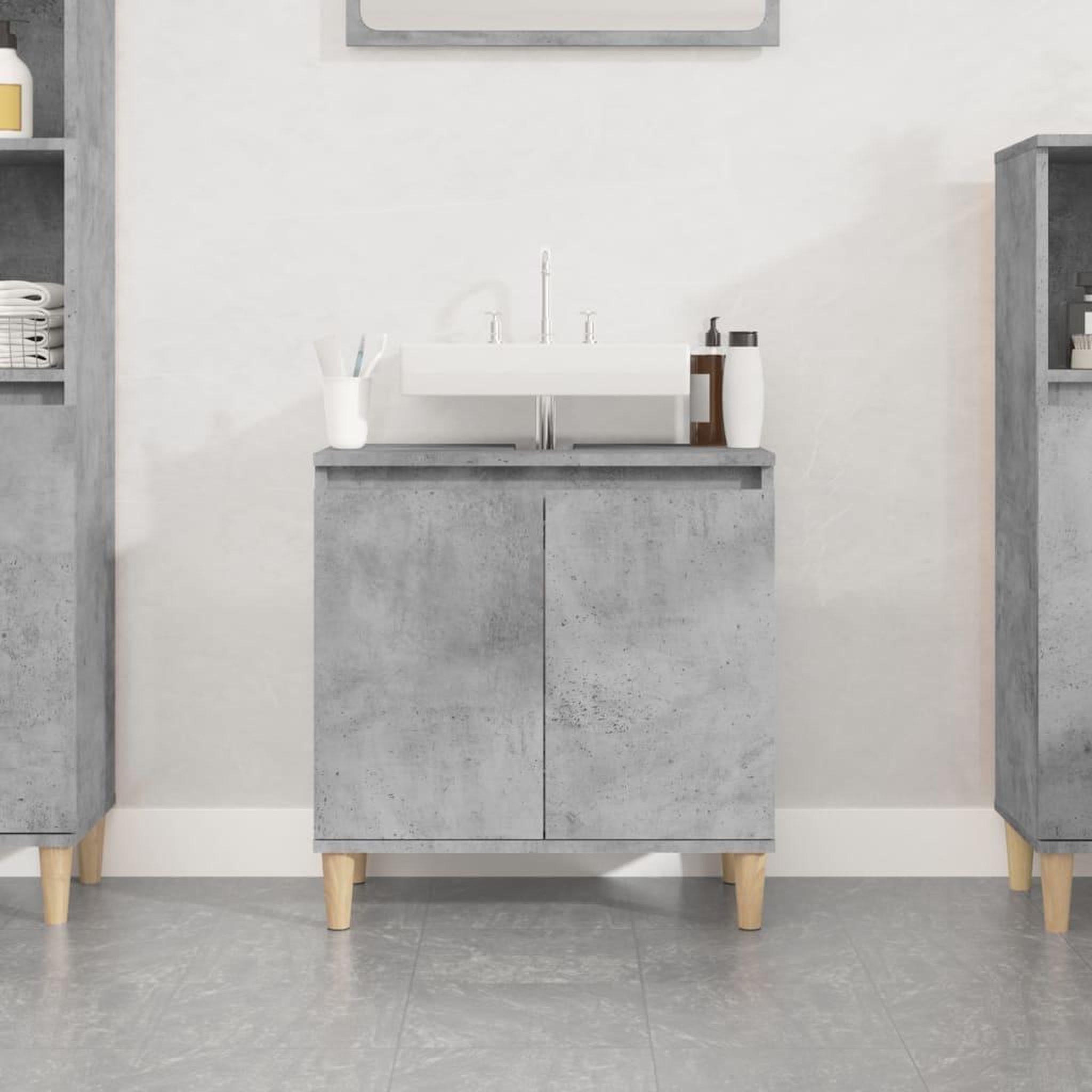 Voir la diapositive 1 : VIDAXL Meuble d'evier gris beton 58x33x60 cm bois d'ingenierie