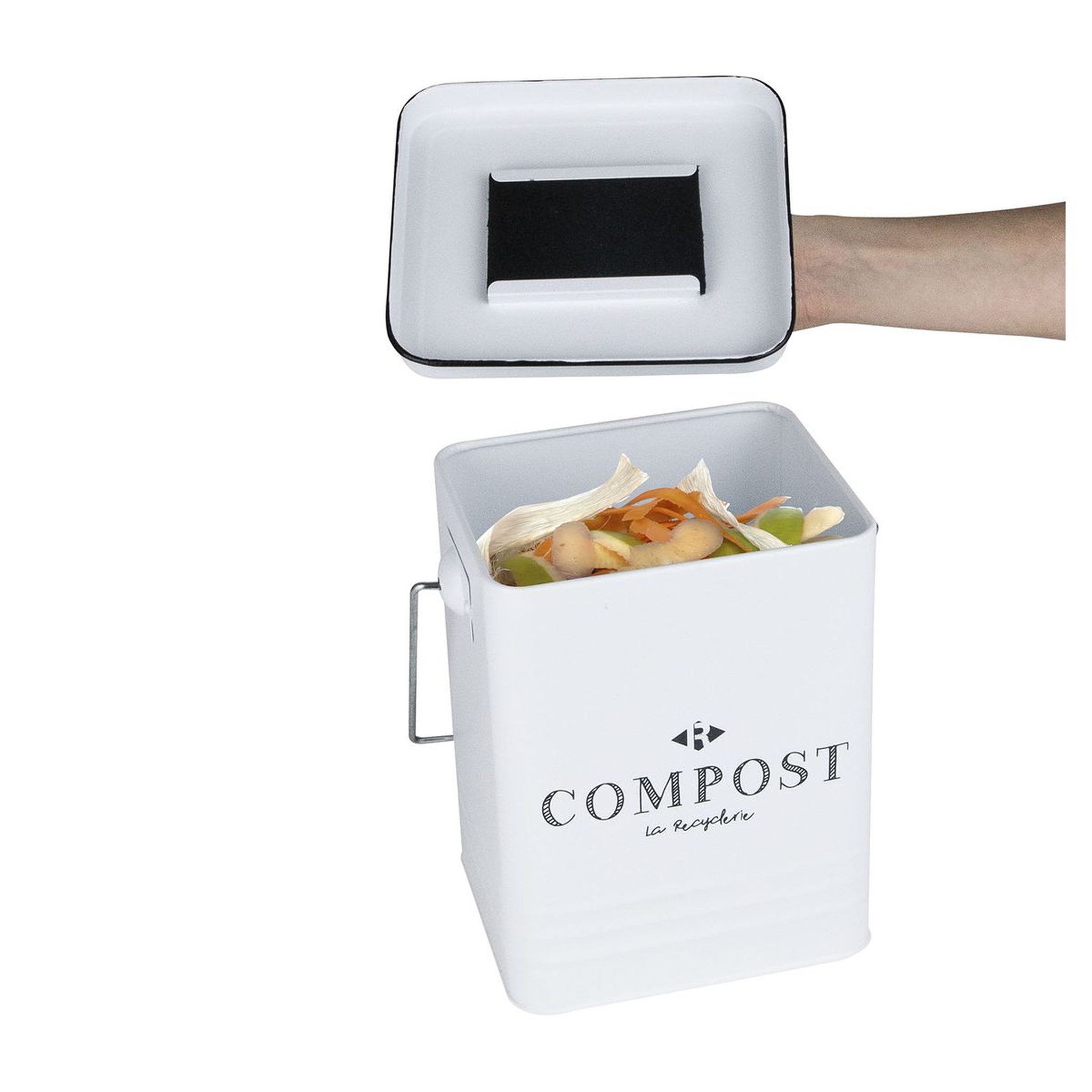 Voir la diapositive 8 :  Boite de compost 5 litres bois et acier inoxydable