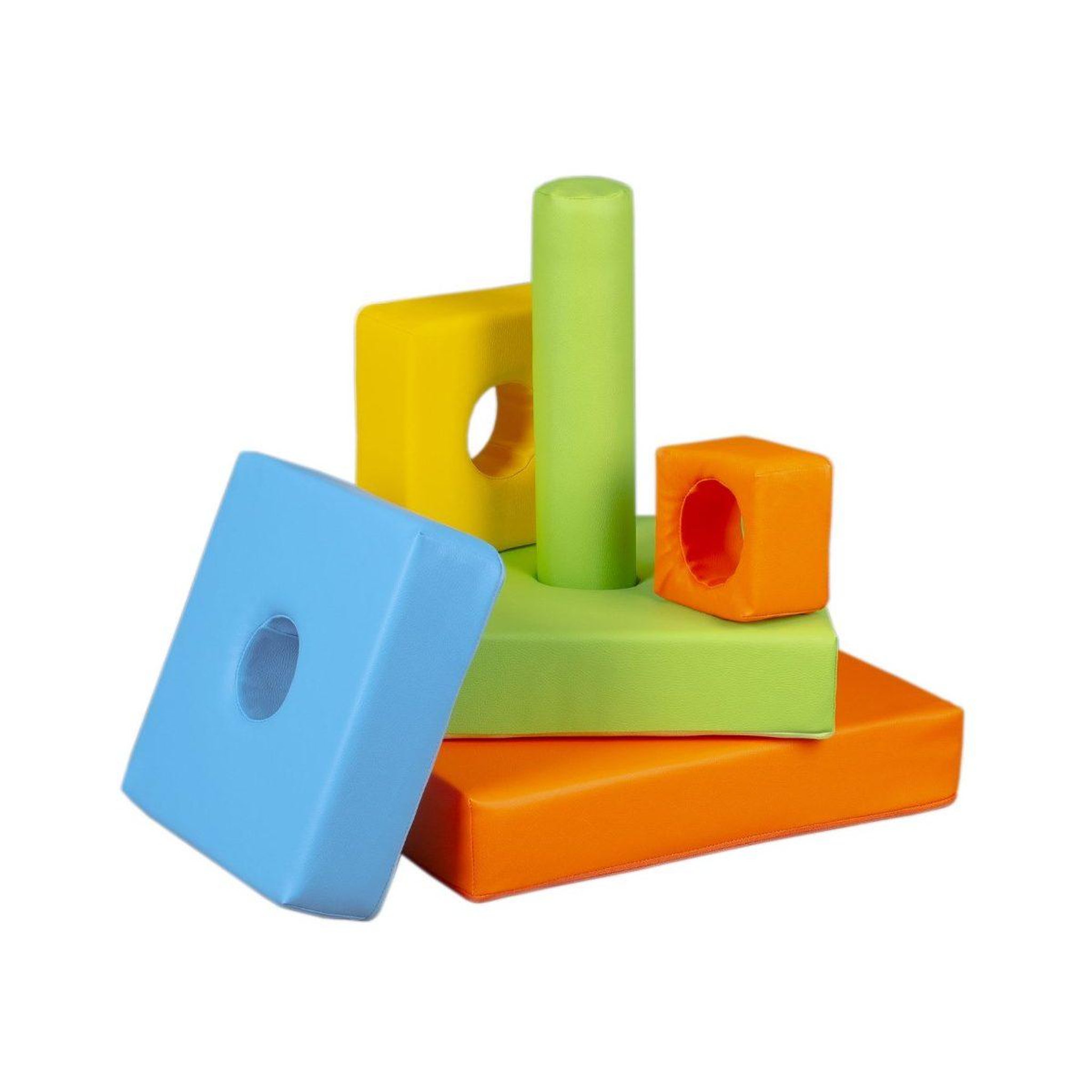 Voir la diapositive 2 : VELINDA Pyramide- lot de 6 gros blocs jaune vert bleu orange