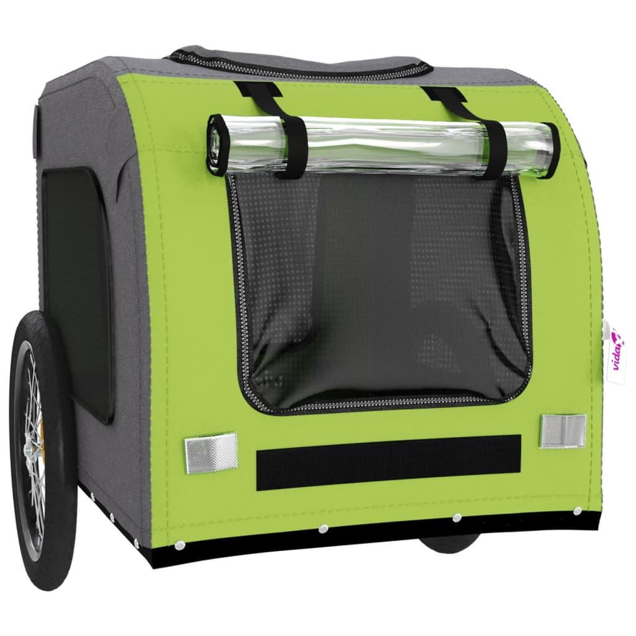 Voir la diapositive 5 : VIDAXL Remorque de velo pour animaux de compagnie vert et gris