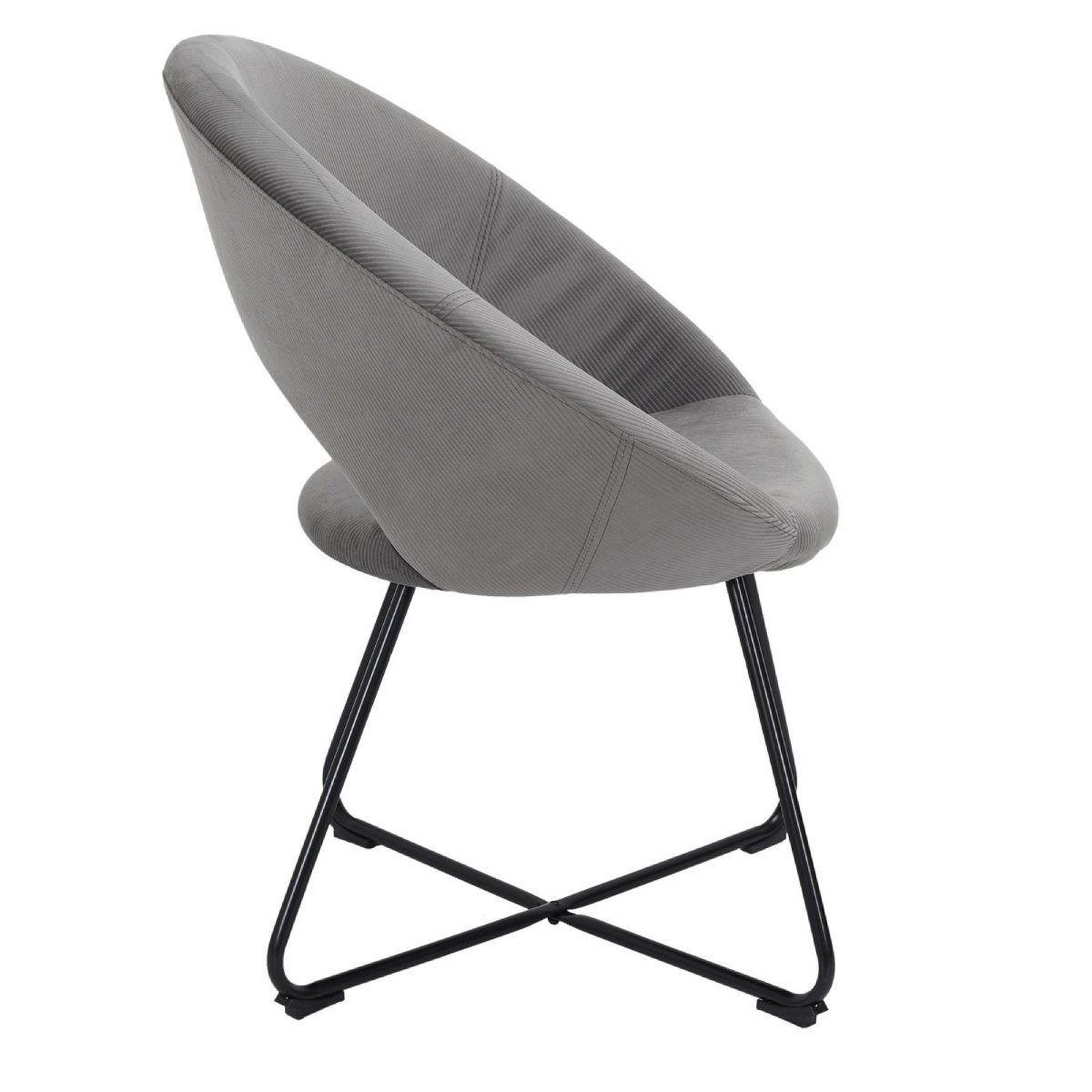 Voir la diapositive 4 : The Home Deco Factory Fauteuil design velours côtelé  giulia  84cm gris