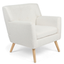 Voir la diapositive 1 : ID MARKET Fauteuil scandinave LIV en tissu bouclette blanc