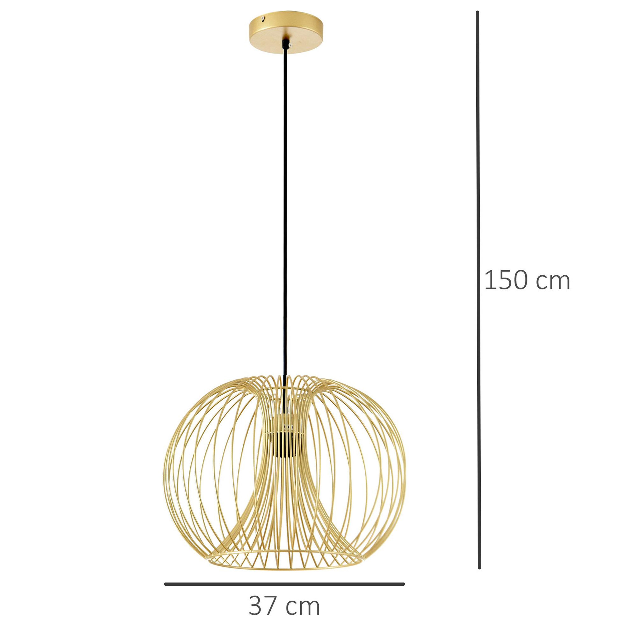 Voir la diapositive 2 : HOMCOM Lustre suspension design filaire dorée Ø 37 x 150 cm métal doré