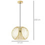 Voir la diapositive 2 : HOMCOM Lustre suspension design filaire dorée Ø 37 x 150 cm métal doré
