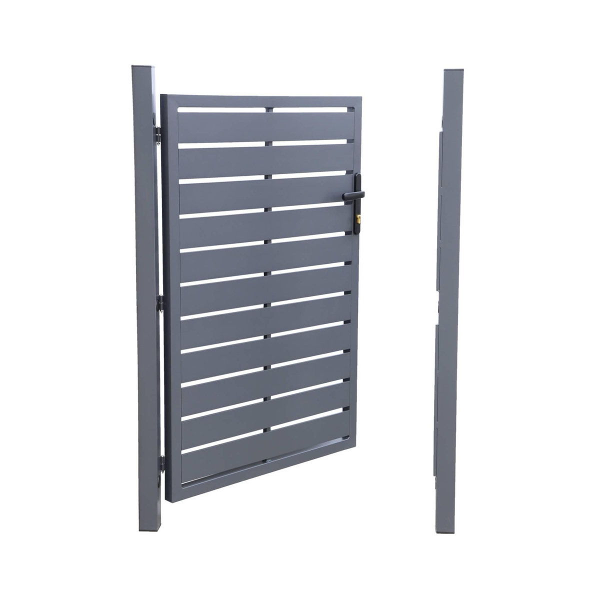 SWEEEK Portillon de jardin 100 x 146 cm en aluminium anthracite avec serrure et poignée. anthracite. traitement anti rouille.