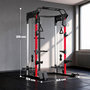 Voir la diapositive 3 : HOMCOM Station de musculation - power rack 900kg double poulie réglable 19 niveaux - acier - 168x128x215cm -noir
