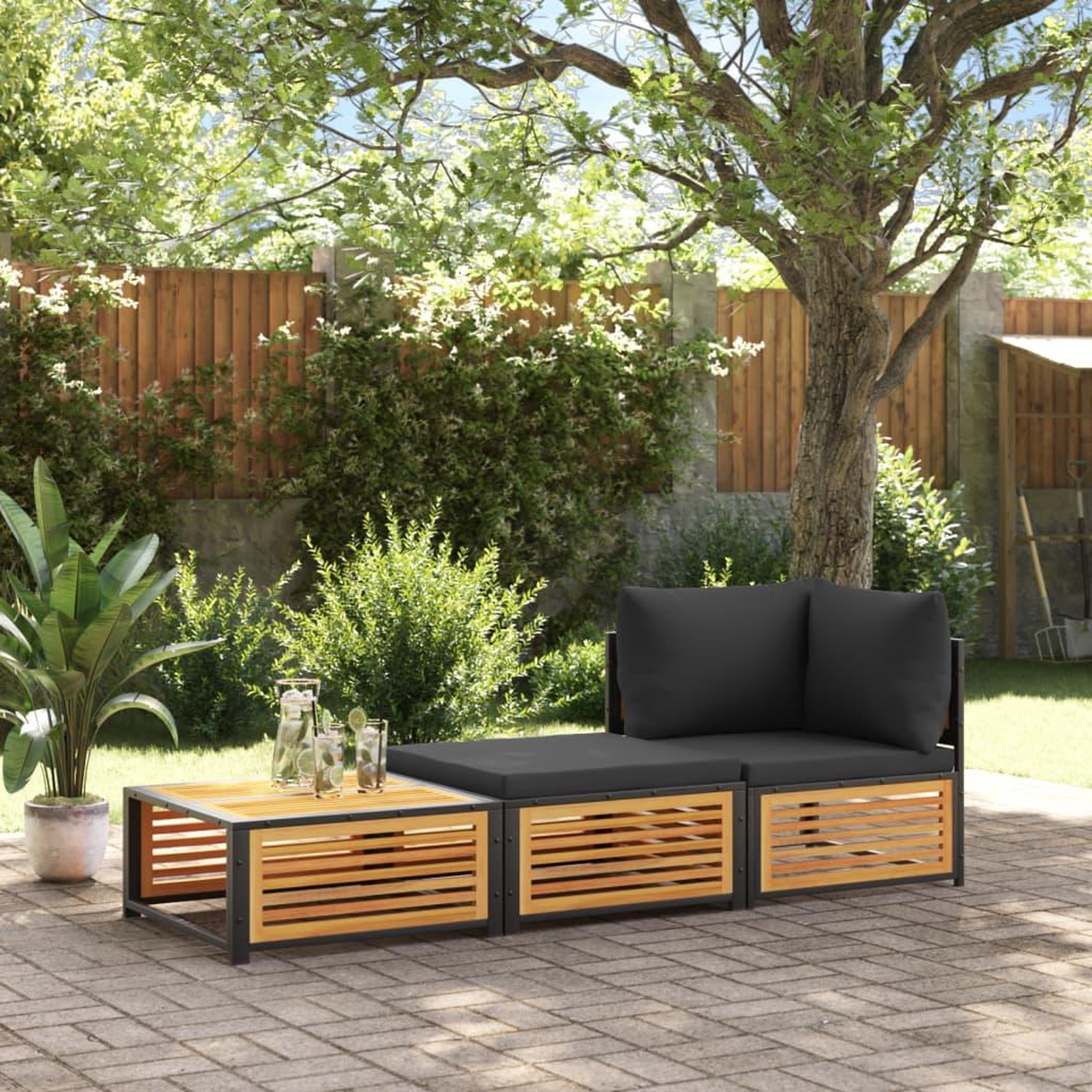 Voir la diapositive 3 : VIDAXL Table de jardin avec tabouret bois d'acacia massif