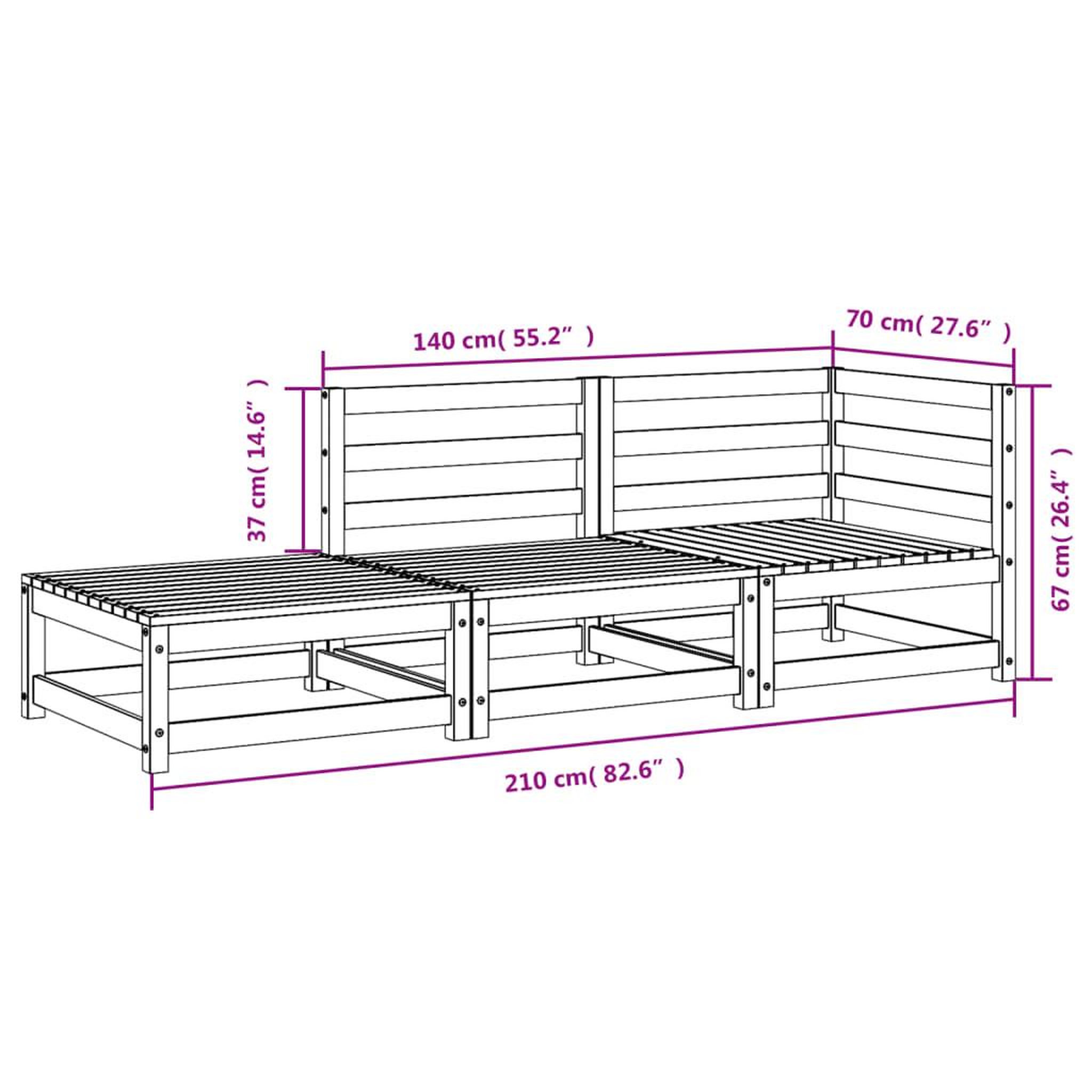 Voir la diapositive 6 : VIDAXL Canape de jardin et repose-pieds 2 places bois de pin impregne