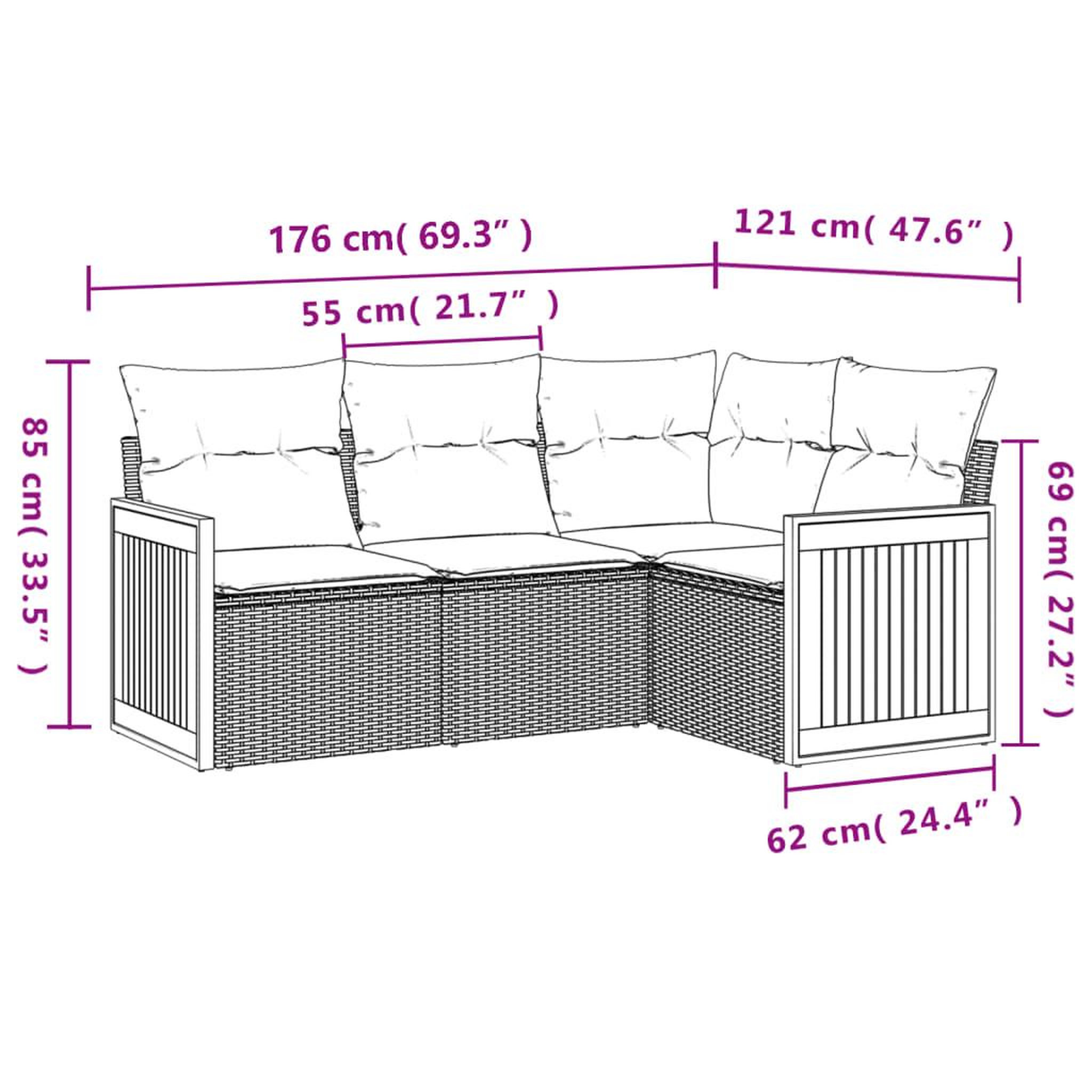 Voir la diapositive 6 : VIDAXL Salon de jardin 4 pcs avec coussins noir resine tressee