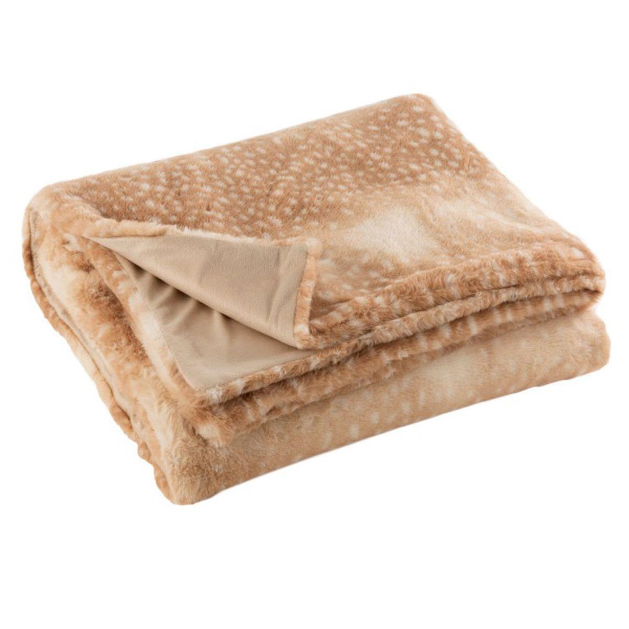 Voir la diapositive 2 : J-LINE Plaid déco  chevreuil  130x175cm naturel