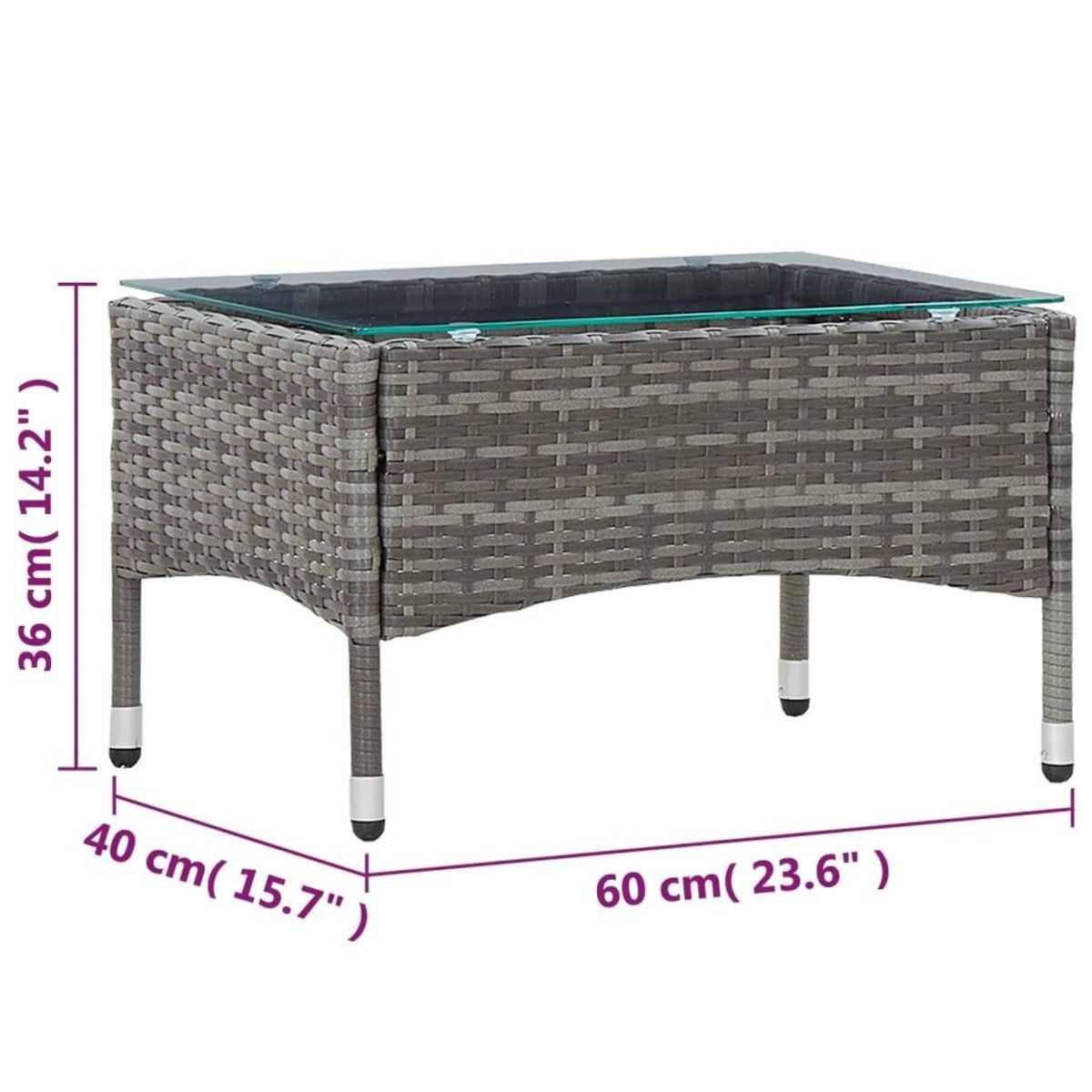 VIDAXL Table basse Gris 60x40x36 cm Resine tressee