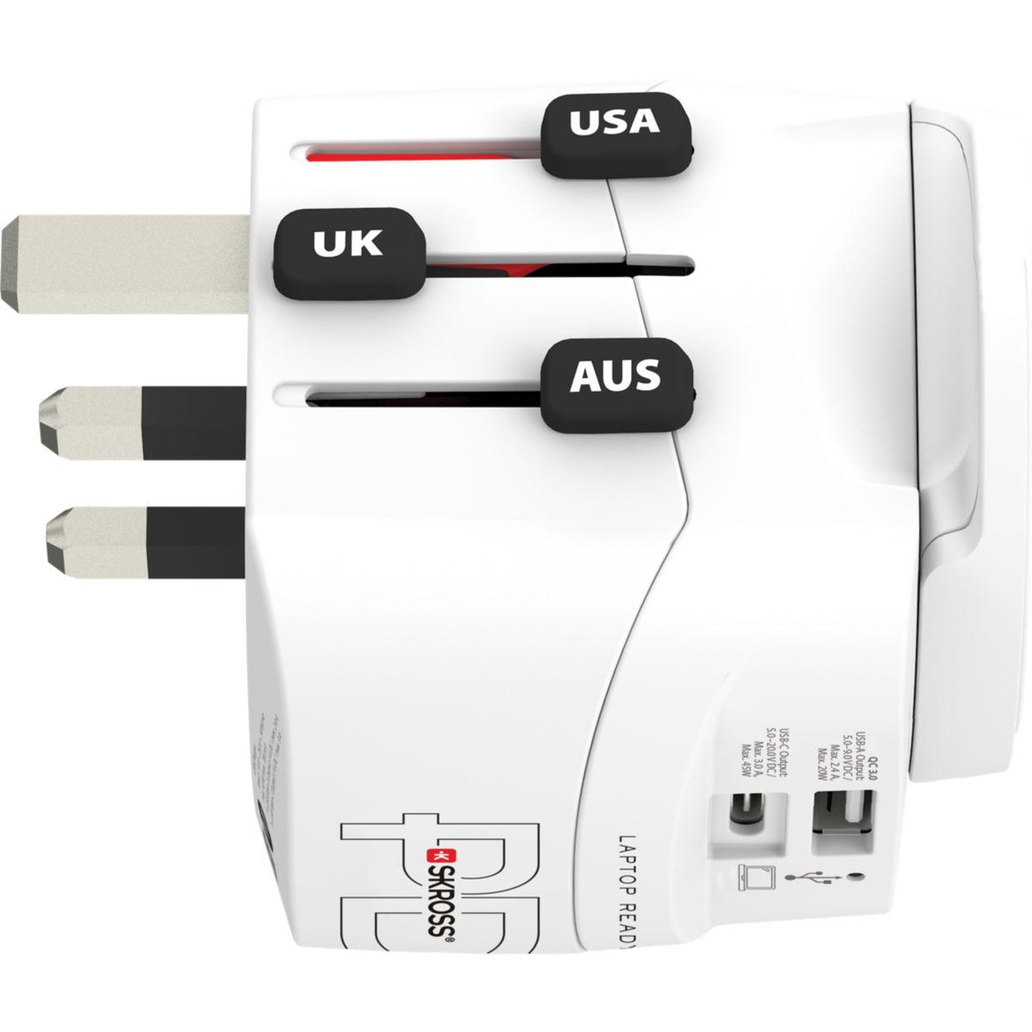 Voir la diapositive 3 : Skross Adaptateur de voyage monde vers monde + 1 usb a + 1 usb c