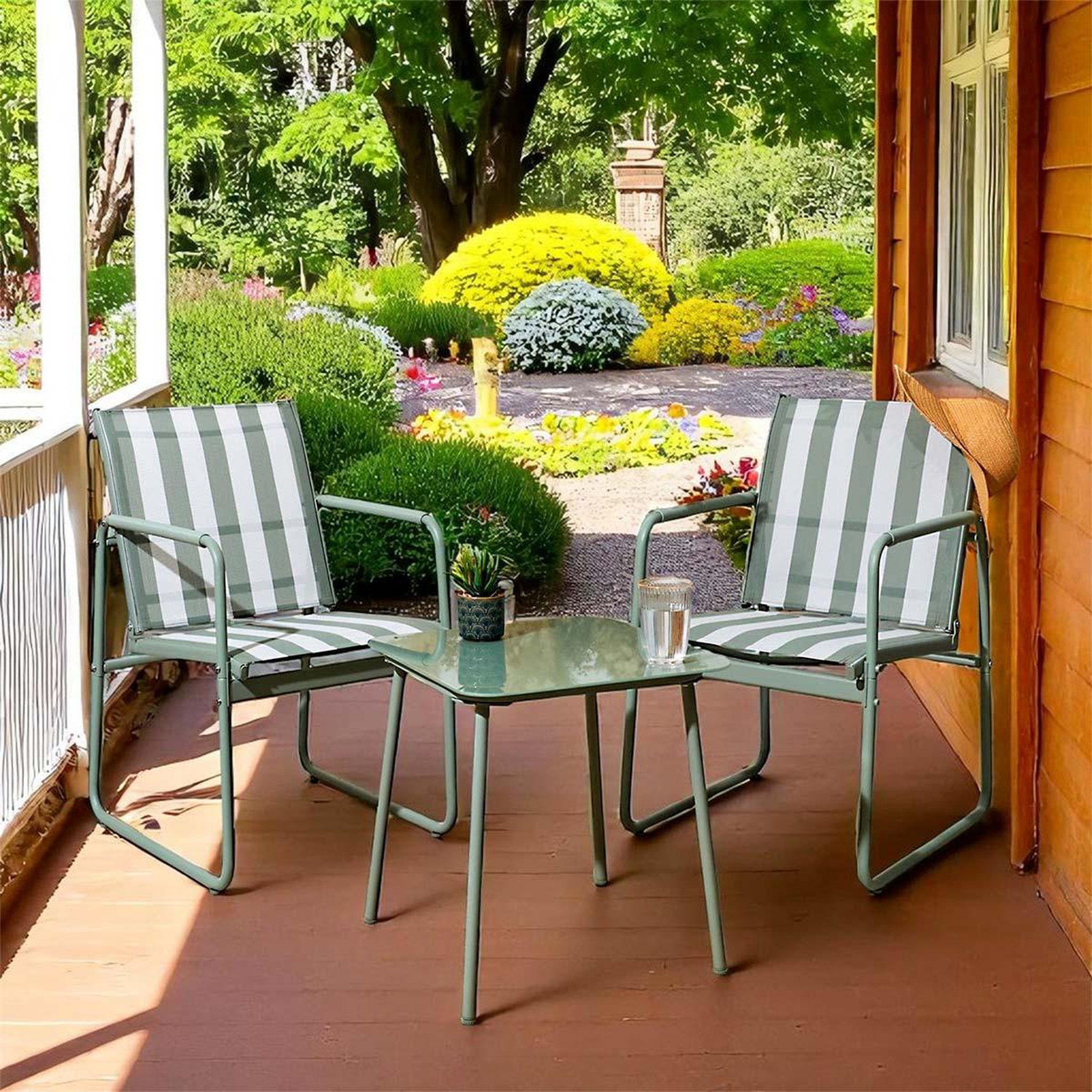 Voir la diapositive 5 : The Home Deco Factory Salon de jardin 2 places  namur  82cm vert