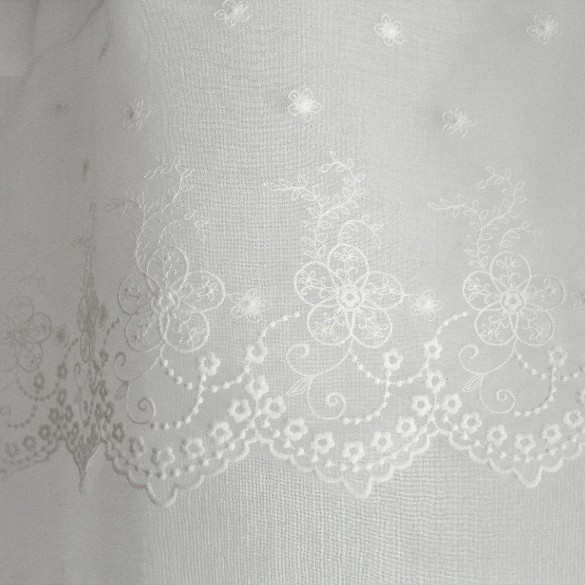 TOILINUX Voilage avec motif brodé MASSALA - 140 x 240 cm - Blanc