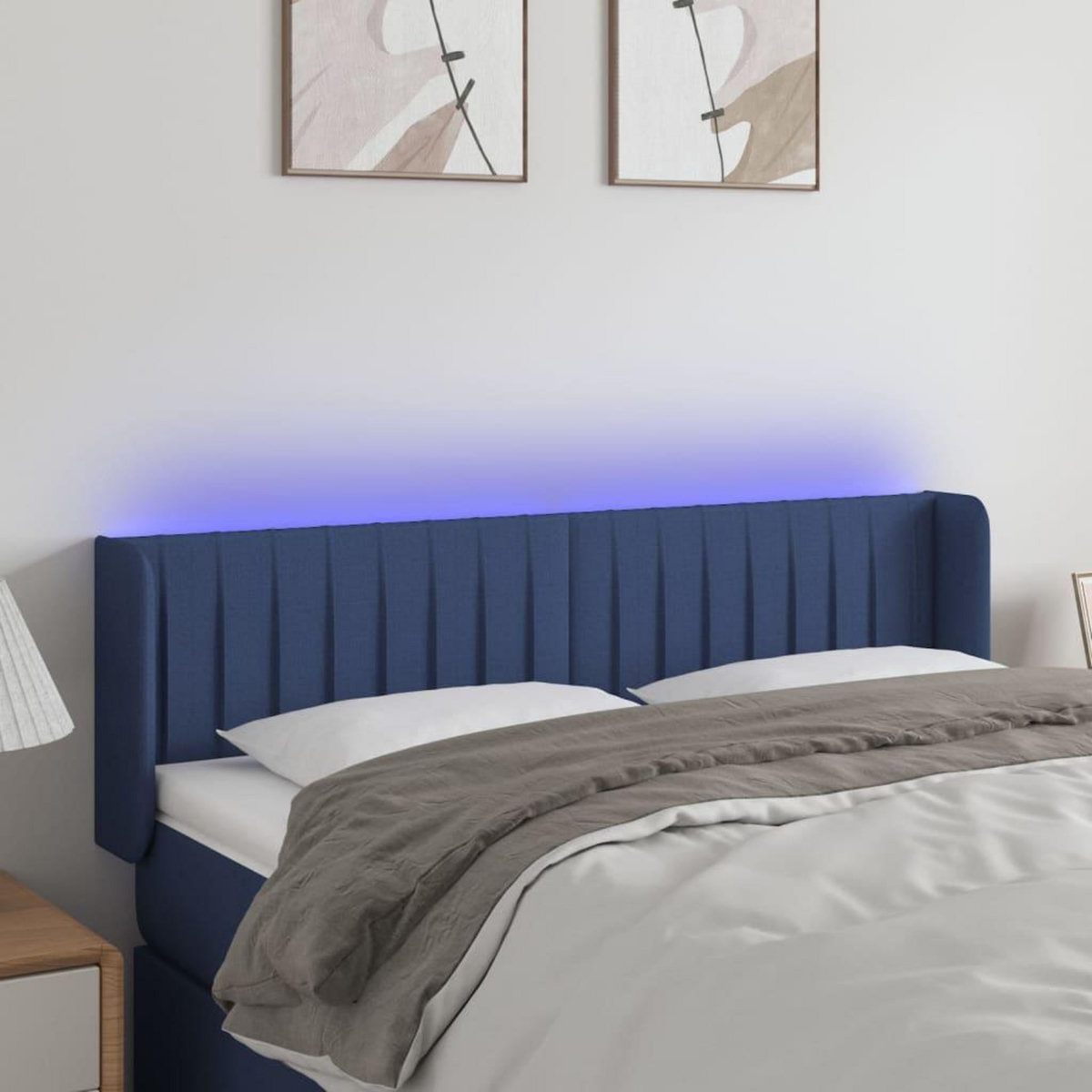 VIDAXL Tete de lit a LED Bleu 147x16x78/88 cm Tissu