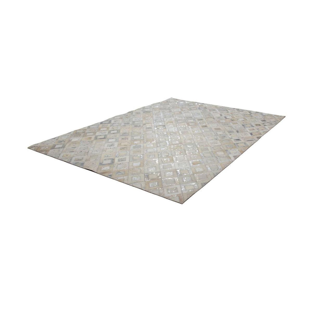 Paris Prix Tapis en Cuir Effet Métallique  Spark  Gris & Argent
