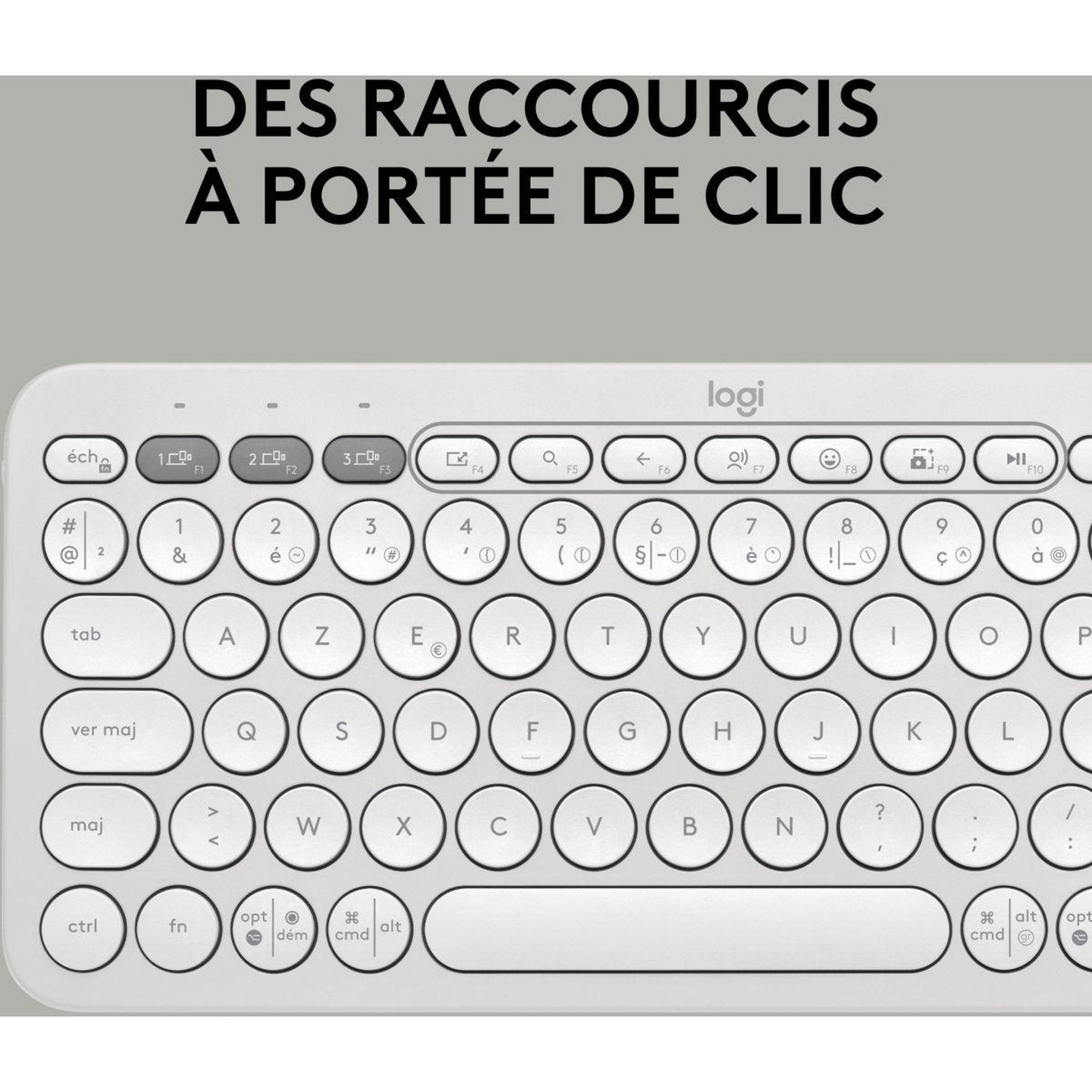 Voir la diapositive 4 : Logitech Clavier sans fil Pebble 2 K380s Blanc cassé