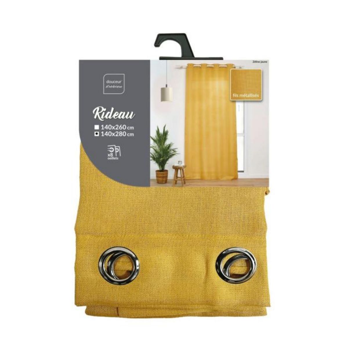 Paris Prix Rideau à Œillets  Zeline  140x280cm Jaune