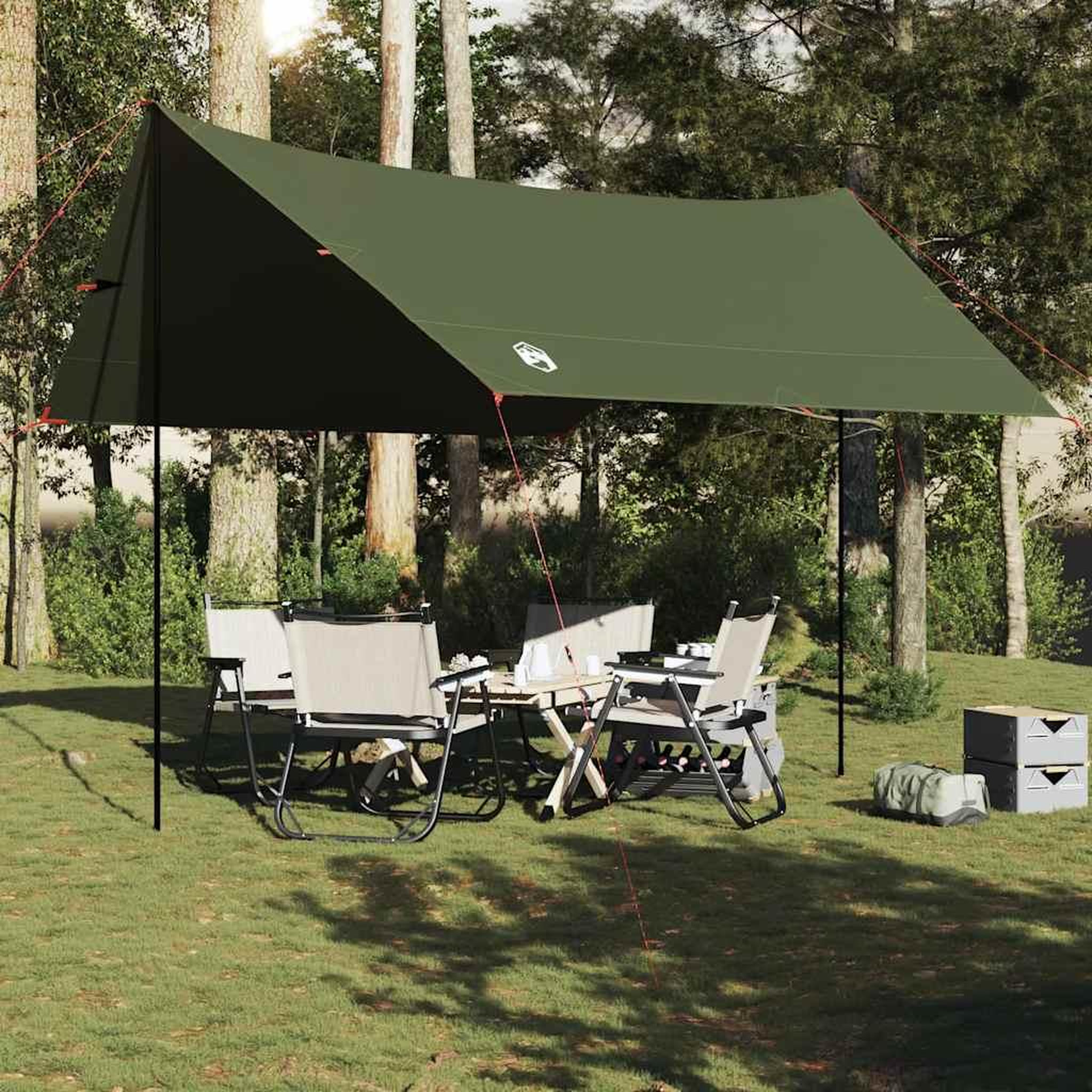 Voir la diapositive 3 : VIDAXL Bache de camping vert olive 438x376x212 cm impermeable