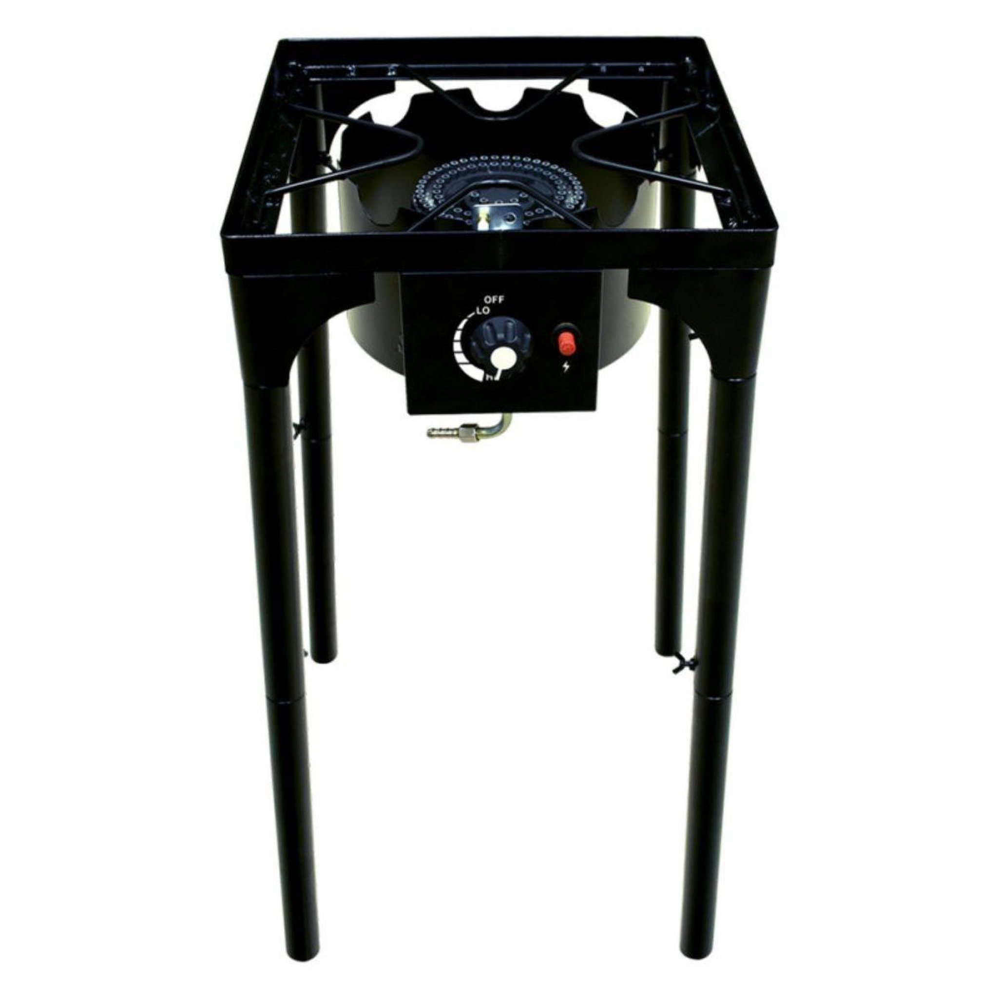 Voir la diapositive 6 : INTEC Réchaud à Gaz 1 feu 4500W 4 pieds modulables 3 Hauteurs Bruleur en fonte - Cuisine Extérieure 40 x 40 x H78cm Allumage Piezo
