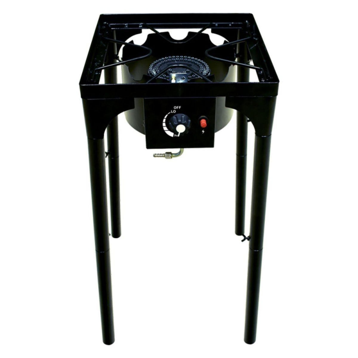 INTEC Réchaud à Gaz 1 feu 4500W 4 pieds modulables 3 Hauteurs Bruleur en fonte - Cuisine Extérieure 40 x 40 x H78cm Allumage Piezo