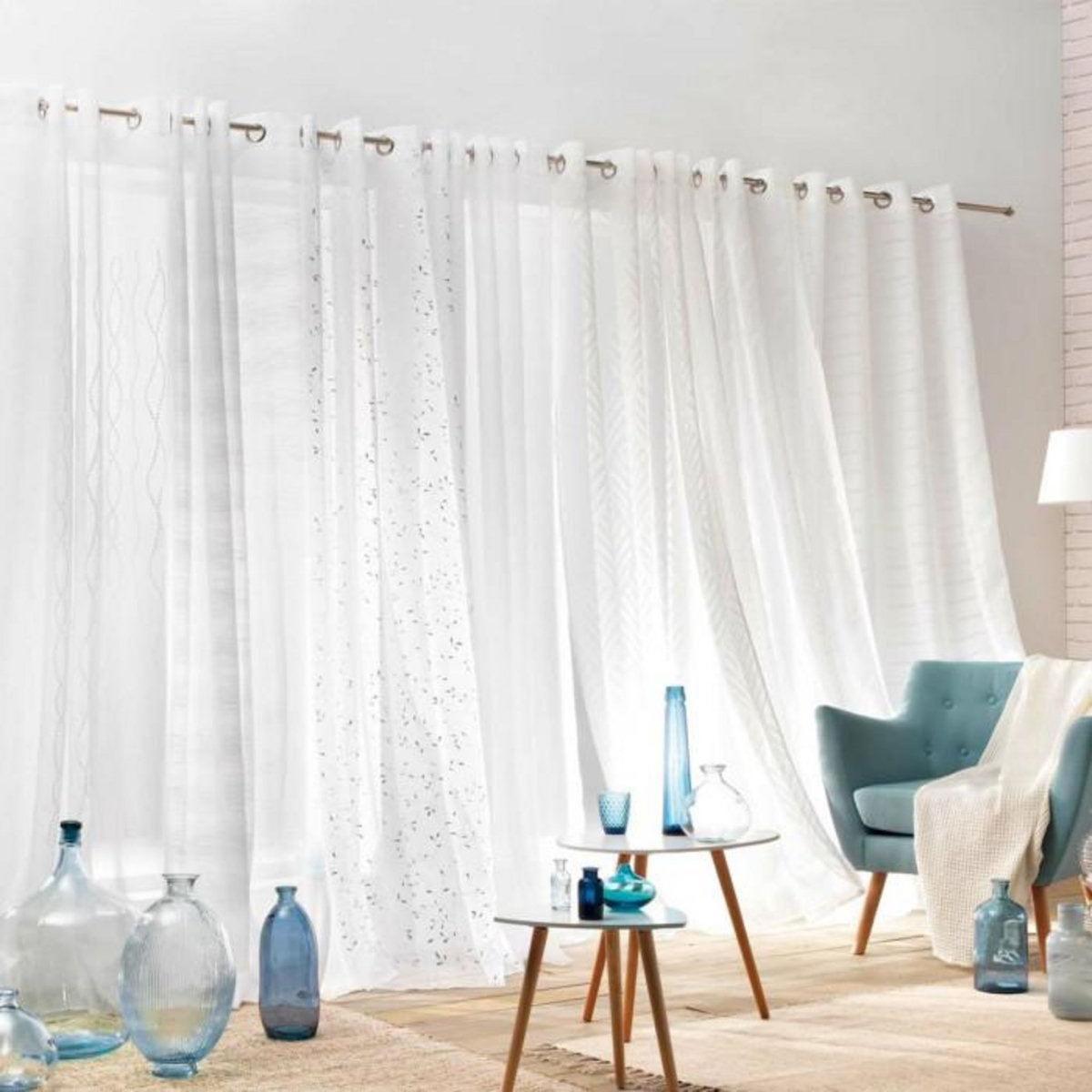 Paris Prix Rideau Voilage à Œillets  Poesia  140x280cm Blanc