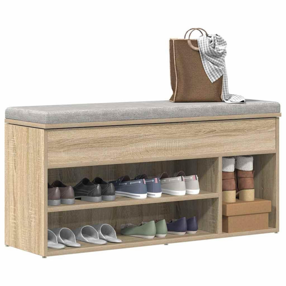 VIDAXL Banc a chaussures chene sonoma 102x30,5x45 cm bois d'ingenierie
