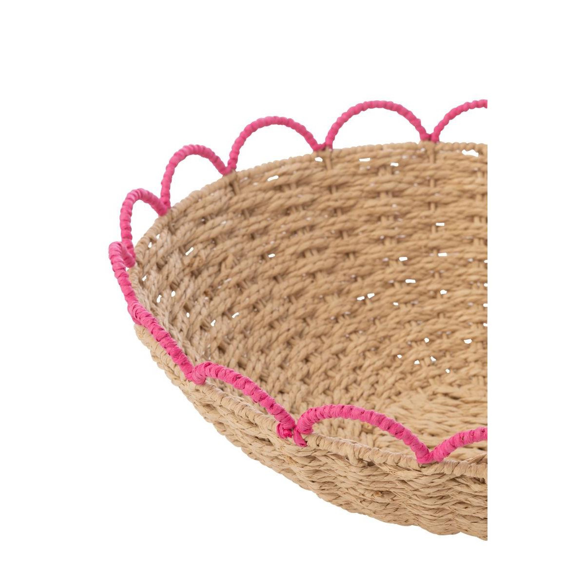 Voir la diapositive 3 : J-LINE Lot de 2 coupelles déco  flores  42cm naturel