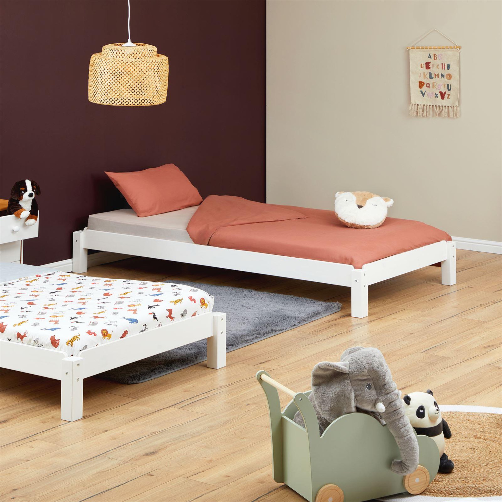 Voir la diapositive 2 : IDIMEX Lot de 2 lits superposables 80x190 cm RINO en pin massif