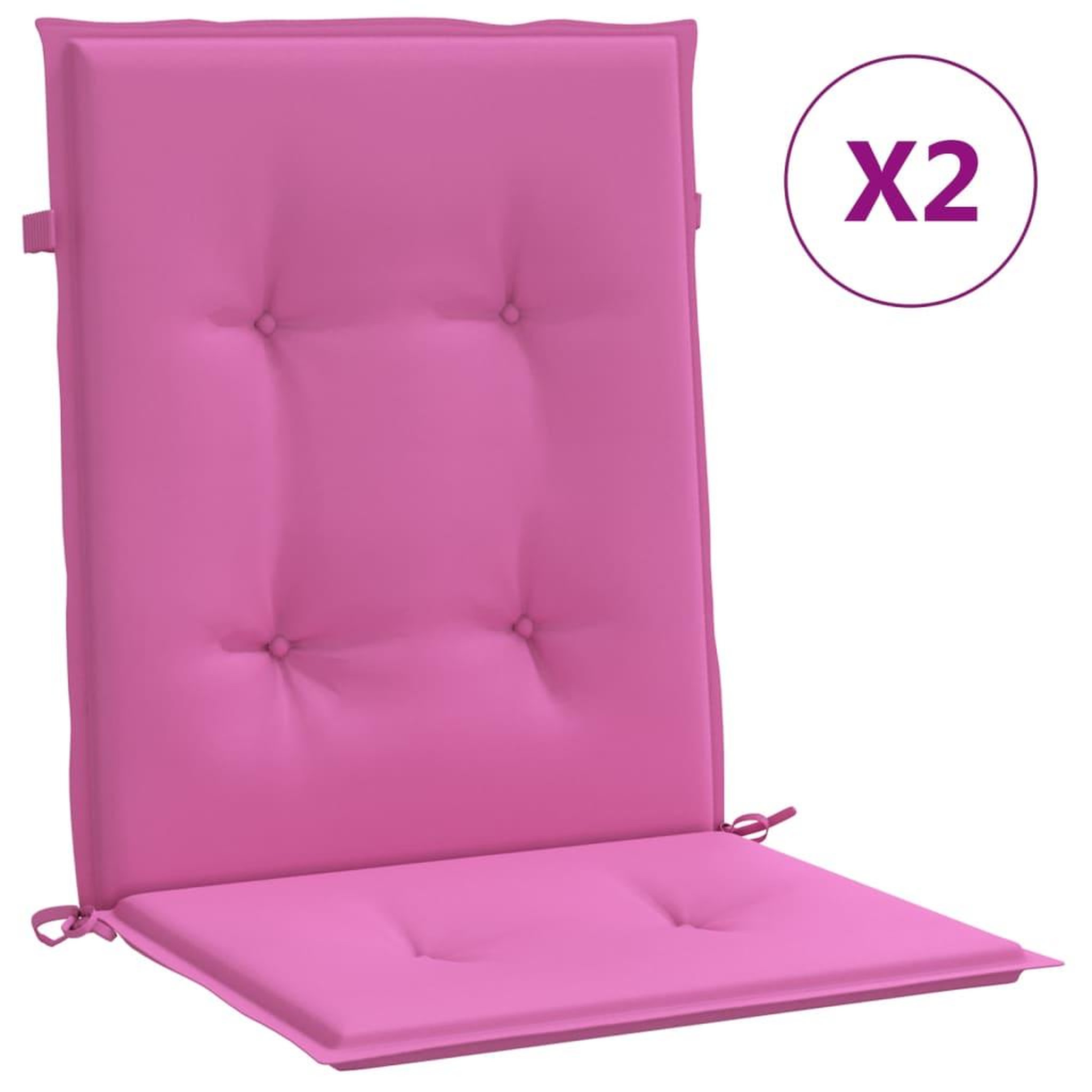 Voir la diapositive 2 : VIDAXL Coussins de chaise a dossier bas lot de 2 rose tissu