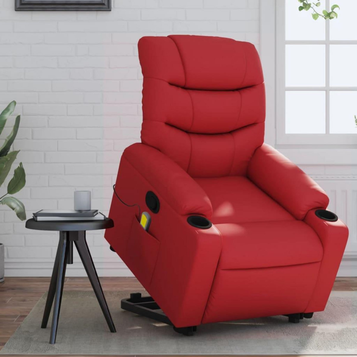 VIDAXL Fauteuil inclinable de massage Rouge Similicuir