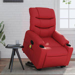 VIDAXL Fauteuil inclinable de massage Rouge Similicuir