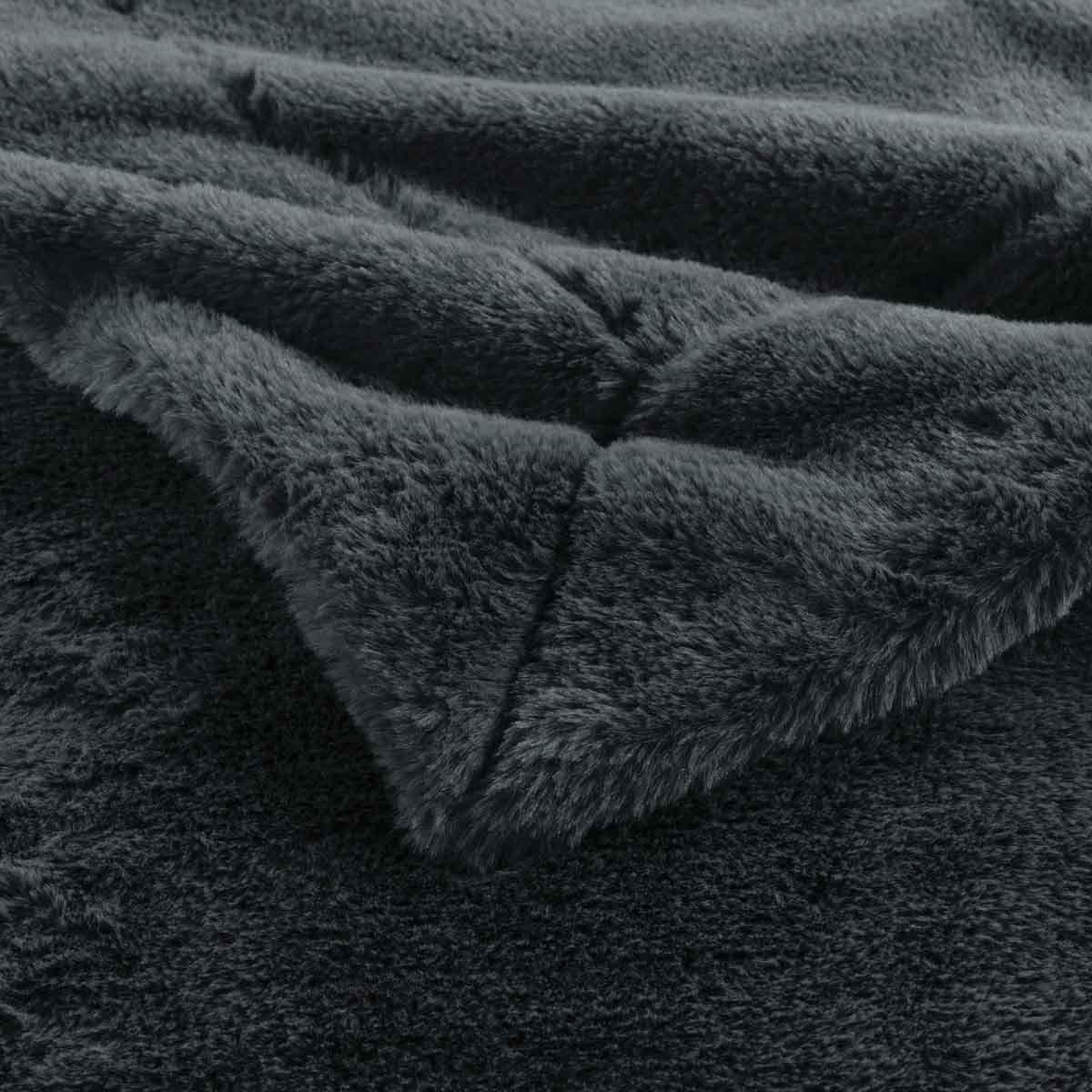 Voir la diapositive 3 : Douceur d'Intérieur Plaid imitation fourrure  caresse  180x220cm anthracite
