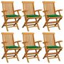 Voir la diapositive 1 : VIDAXL Chaises de jardin avec coussins vert lot de 6 Bois teck massif