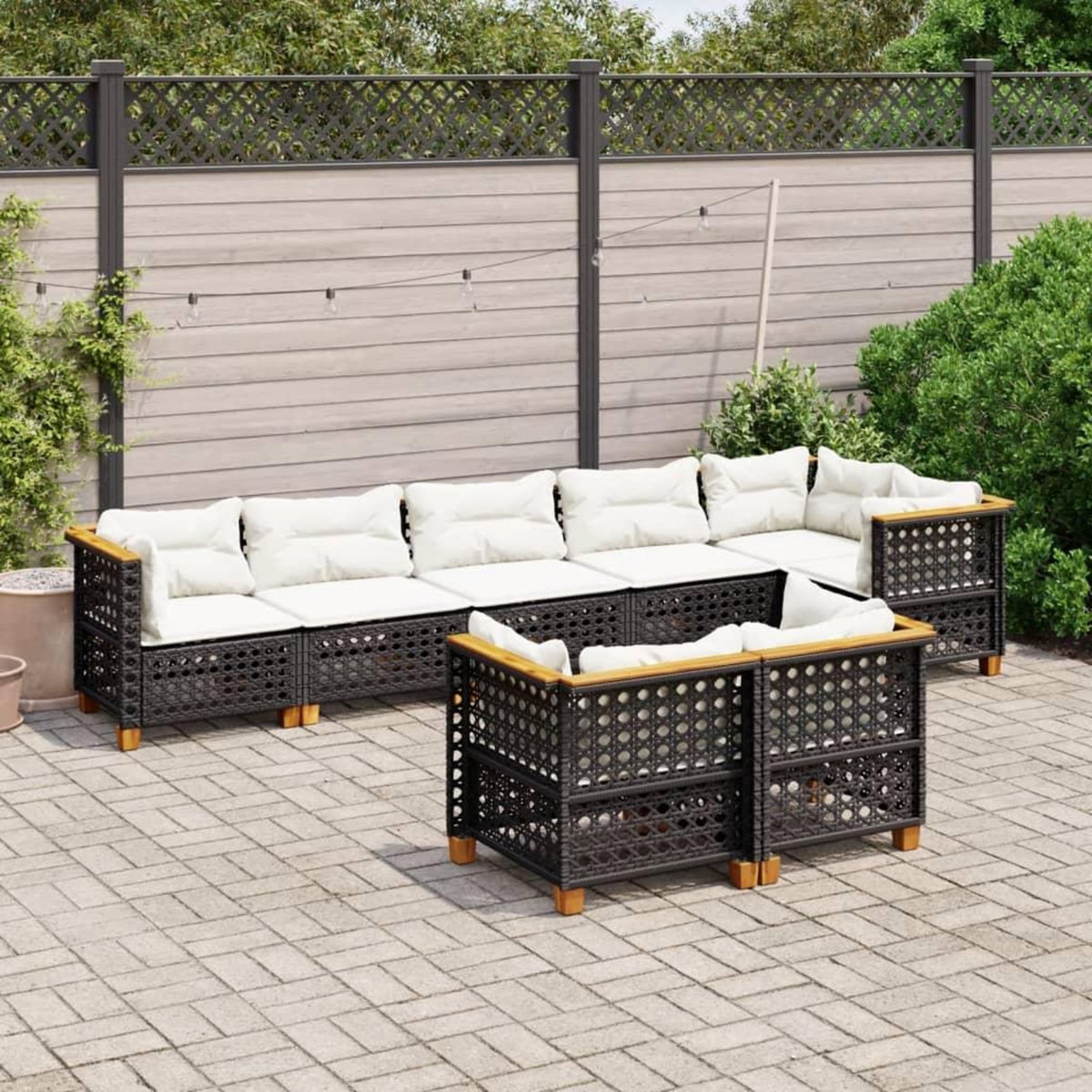 VIDAXL Salon de jardin 8 pcs avec coussins noir resine tressee