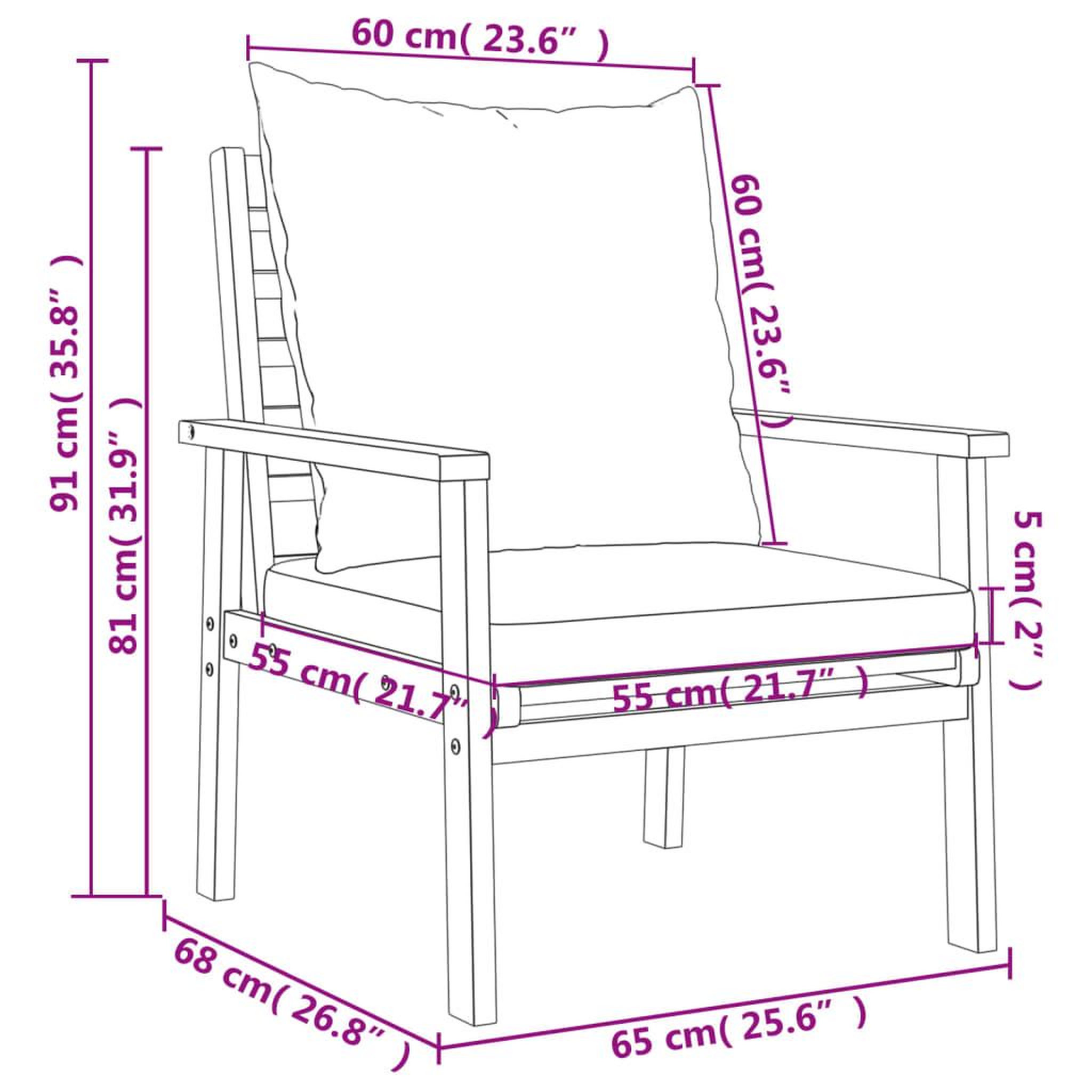 Voir la diapositive 6 : VIDAXL Salon de jardin 4 pcs avec coussins Bois d'acacia solide