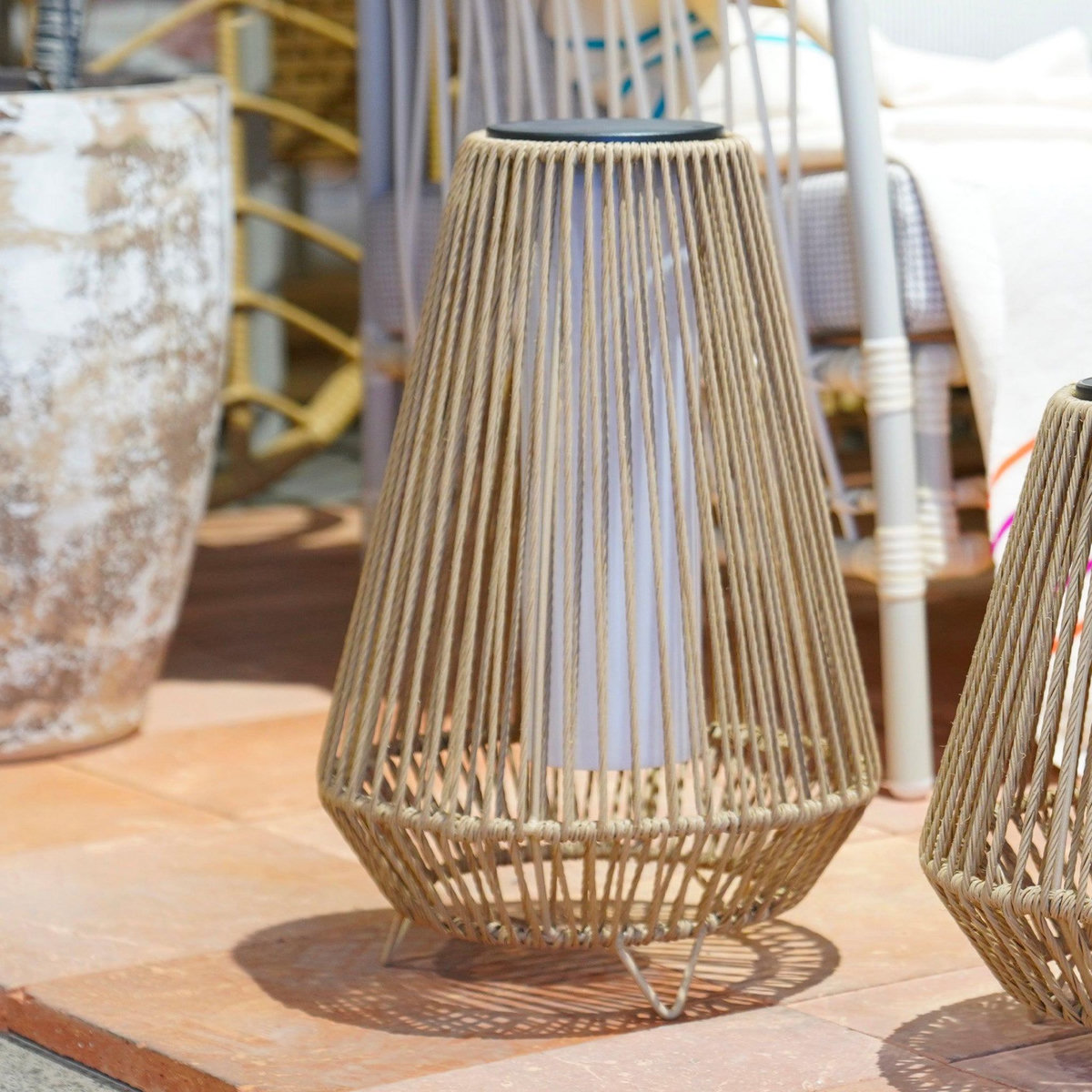 Lumisky Lanterne solaire SALOMEA Beige Rotin 30 x 30 x H 47cm