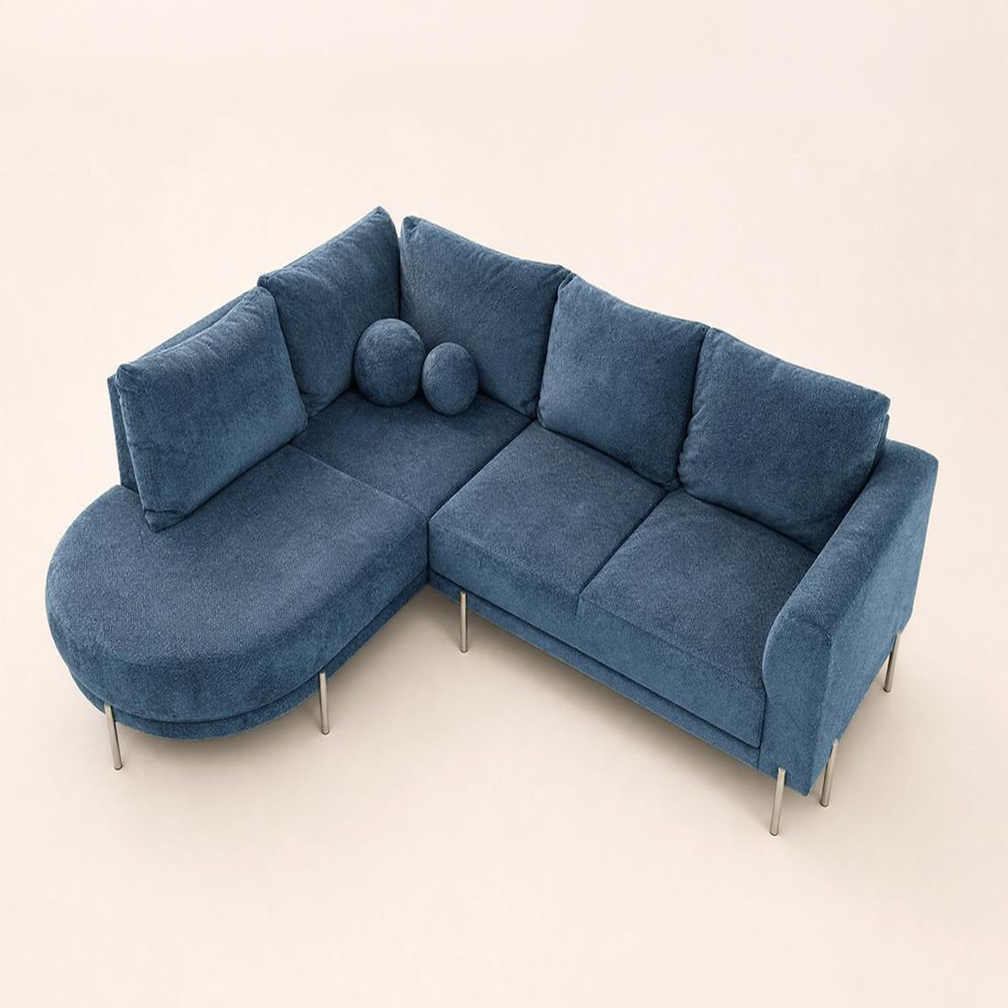 Voir la diapositive 5 : BEST MOBILIER Gabin - canapé d'angle gauche 5 places en velours texturé