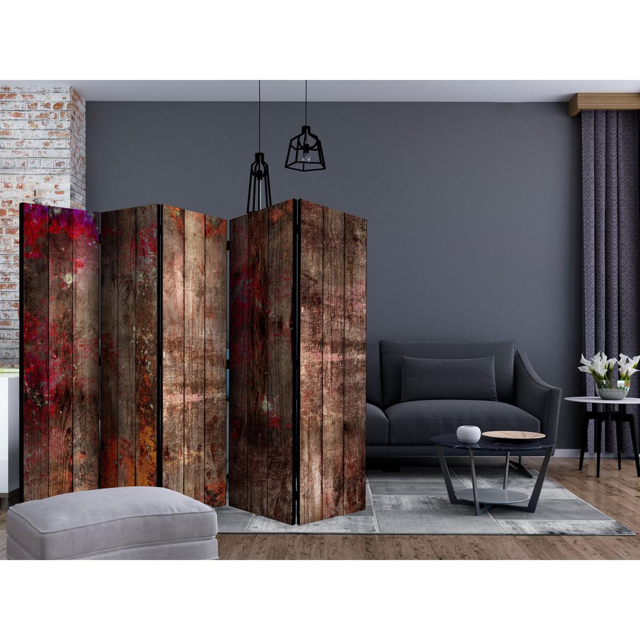 Voir la diapositive 2 : Paris Prix Paravent 5 volets  stained wood  172x225cm