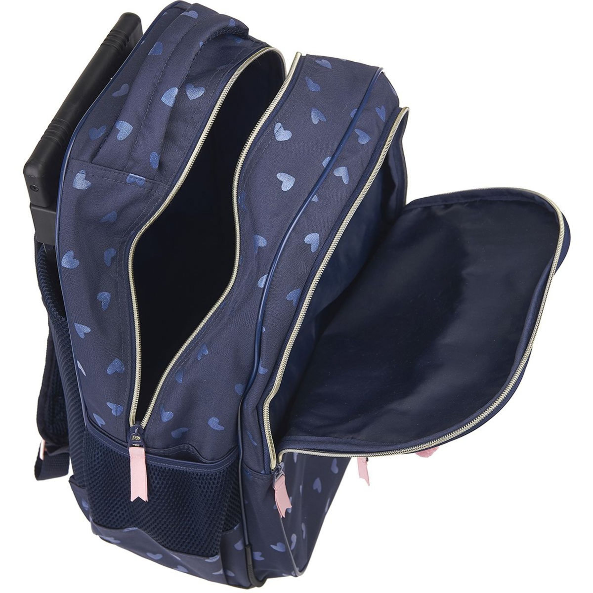 Milky Kiss Sac à dos à roulettes bleu paillettes coeurs