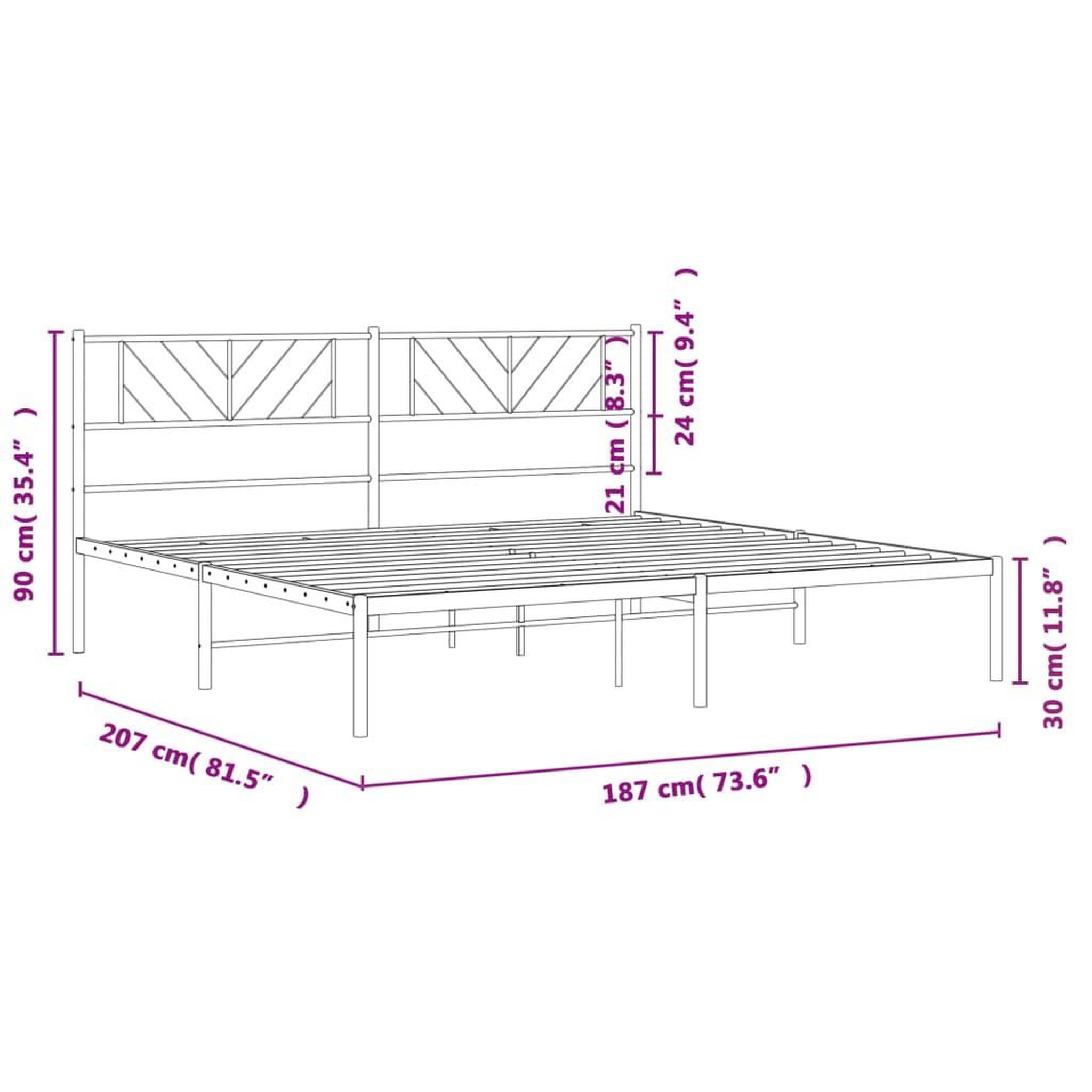 Voir la diapositive 6 : VIDAXL Cadre de lit metal sans matelas et tete de lit noir 180x200 cm