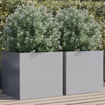 VIDAXL Jardinieres 2 pcs argente 49x47x46 cm acier galvanise
