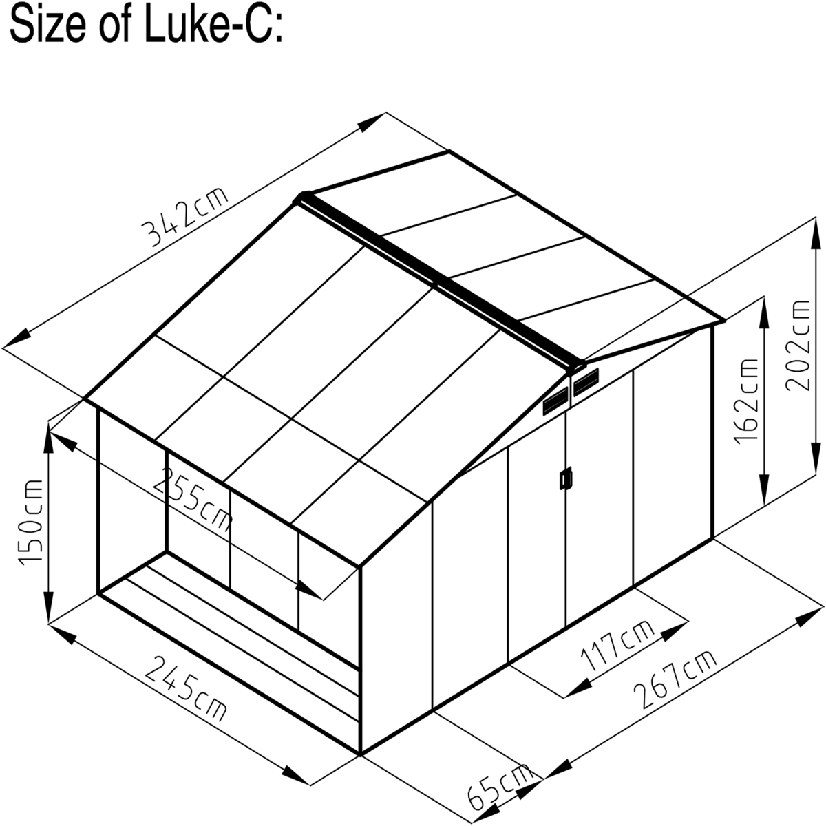 CONCEPT USINE Abri de jardin avec abri bûches 8,72 m² en acier gris VENTOUX